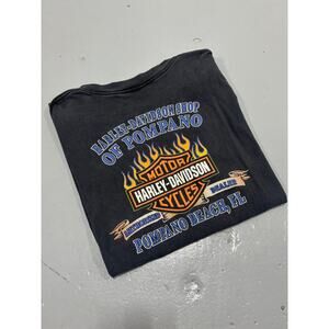 Vtg Harley Davidson Shirt XL Pompano Beach Florida Faded Black Sun Faded Biker